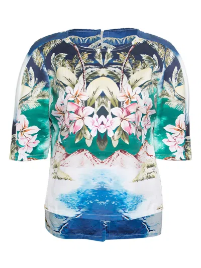 Pre-owned Stella Mccartney 2012 Abstract-pattern Print Top In Green