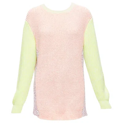 Pre-owned Stella Mccartney 2012 Neon Yellow Orange Cotton Blend Oversized Sweater It44 L