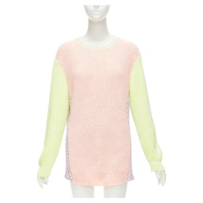 Pre-owned Stella Mccartney 2012 Neon Yellow Orange Cotton Blend Oversized Sweater It44 L