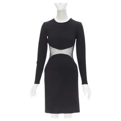 Pre-owned Stella Mccartney 2013 Runway Iconic Sheer Waist Illusion Bodycon Dress It40 S In Black