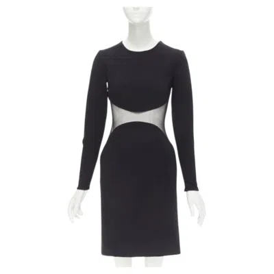 Pre-owned Stella Mccartney 2013 Runway Iconic Sheer Waist Illusion Bodycon Dress It40 S In Black
