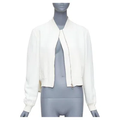 Pre-owned Stella Mccartney 2013 White Scale Jacquard Cropped Bomber It40 S