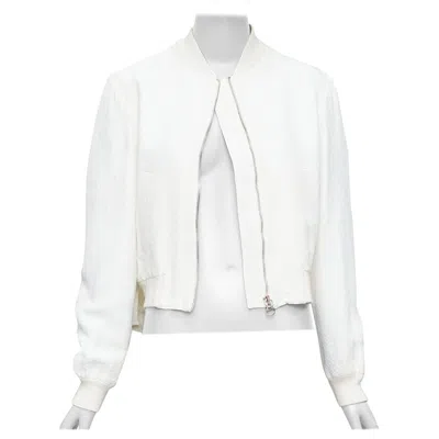 Pre-owned Stella Mccartney 2013 White Scale Jacquard Cropped Bomber It40 S