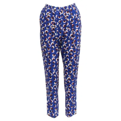 Pre-owned Stella Mccartney 2014 Blue Floral 100% Silk Elasticated Waist Pants It36 Xxs