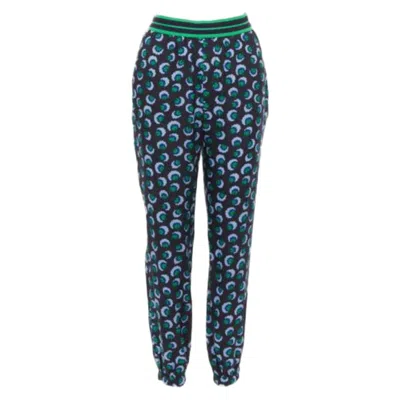 Pre-owned Stella Mccartney 2014 Blue Green 100% Silk Graphic Floral Web Pants It36 Xxs