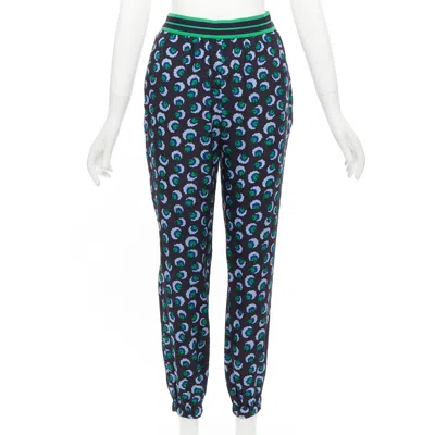 Pre-owned Stella Mccartney 2014 Blue Green 100% Silk Graphic Floral Web Pants It36 Xxs