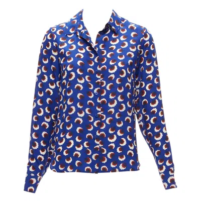 Pre-owned Stella Mccartney 2014 % Silk Blue Red White Floral Bishop Sleeve Shirt It36 Xs