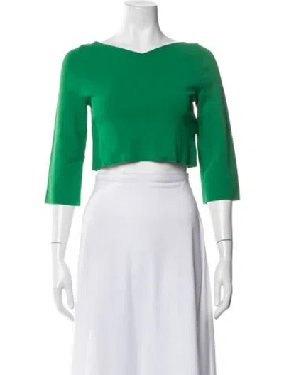 Pre-owned Stella Mccartney 2014 V-neck Crop Top In Green