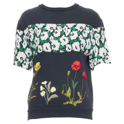 Pre-owned Stella Mccartney 2015 Black Cotton Poppy Daisy Embroidery Sweater It38 Xs