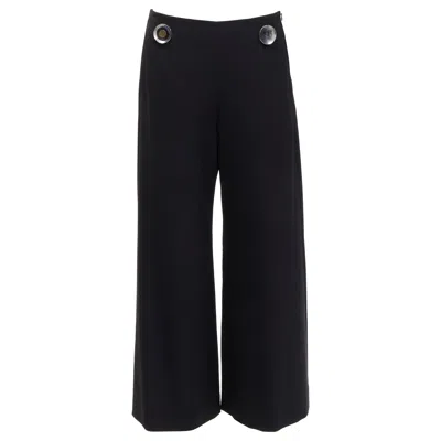 Pre-owned Stella Mccartney 2015 Wool Black Silver Button Embellished Wide Leg Pants It40 S