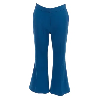Pre-owned Stella Mccartney 2016 100% Wool Blue Flare Cropped Pants It38 Xs