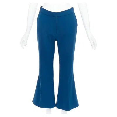 Pre-owned Stella Mccartney 2016 100% Wool Blue Flare Cropped Pants It38 Xs