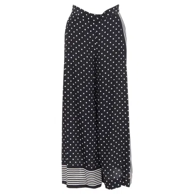 Pre-owned Stella Mccartney 2016 Black White 100% Silk Polka Dot Striped Pants It36 Xxs