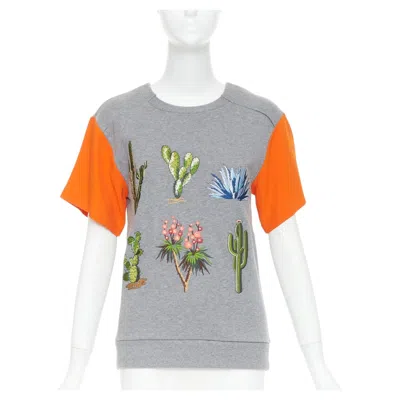 Pre-owned Stella Mccartney 2016 Orange Cotton Embroidered Cactus Pullover Sweater It38 Xs
