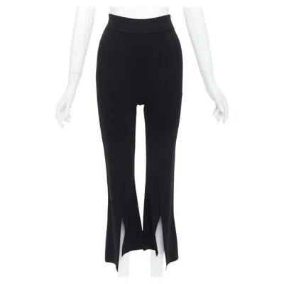 Pre-owned Stella Mccartney 2017 Black Knit Split Hem High Waist Flare Pants It38 Xs