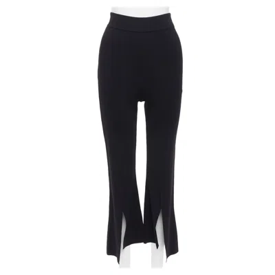 Pre-owned Stella Mccartney 2017 Black Knit Split Hem High Waist Flare Pants It38 Xs
