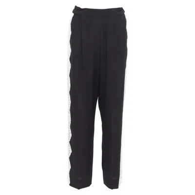 Pre-owned Stella Mccartney 2018 100% Silk Black White Lace Trim Pants It36 Xxs