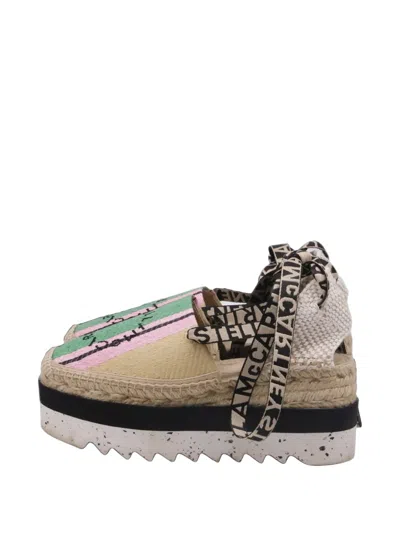 Pre-owned Stella Mccartney 2020s Gaia Striped Espadrilles In Neutrals
