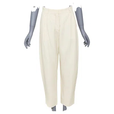 Pre-owned Stella Mccartney 2022 Iconic High Rise Pleated Cropped Casual Trousers It36 Xs In Beige