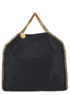 STELLA MCCARTNEY 3CHAIN BLACK TOTE BAG WITH LOGO ENGRAVED ON CHARM IN FAUX LEATHER WOMAN