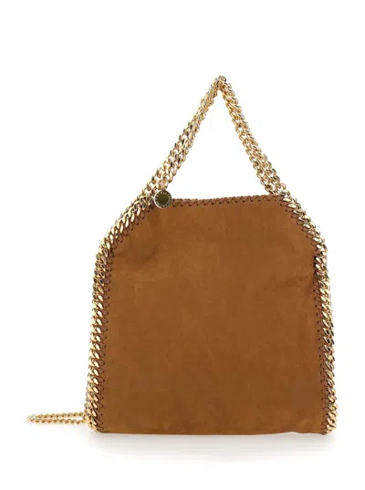 Stella Mccartney '3chain' Brown Mini Tote Bag With Logo Engraved On Charm In Vegan Leather Woman