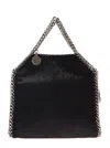 Stella Mccartney '3chain' Mini Black Tote Bag With Logo Engraved On Charm In Vegan Leather Woman In Multicolor