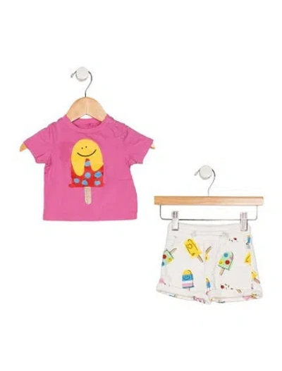 Pre-owned Stella Mccartney Babies' 3m Infant Graphic Two-piece Set In Pink/white