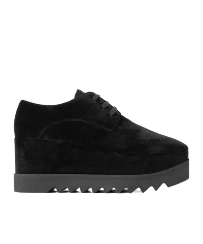 Stella Mccartney 55mm Elyse Velvet Platform Lace-up Sneakers In Black