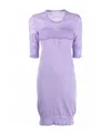 Stella Mccartney Lace-panel Short-sleeve Dress In Purple