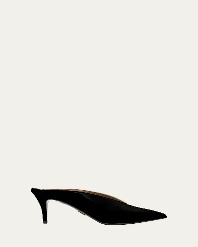 Stella Mccartney 60mm Brushed Pointed-toe Mules In Black