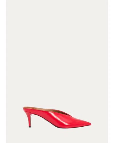 Stella Mccartney 60mm Brushed Pointed-toe Mules In Red