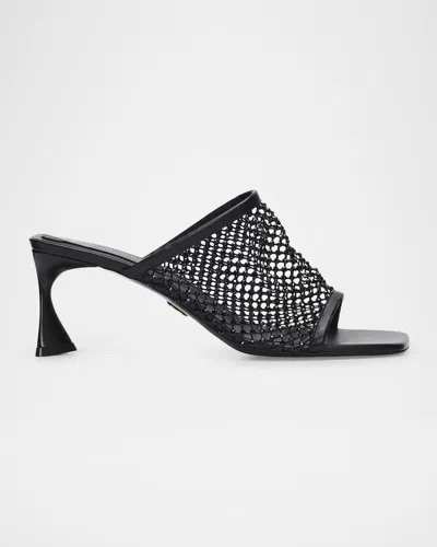 Stella Mccartney 65mm Crystal Mesh Mules In Black