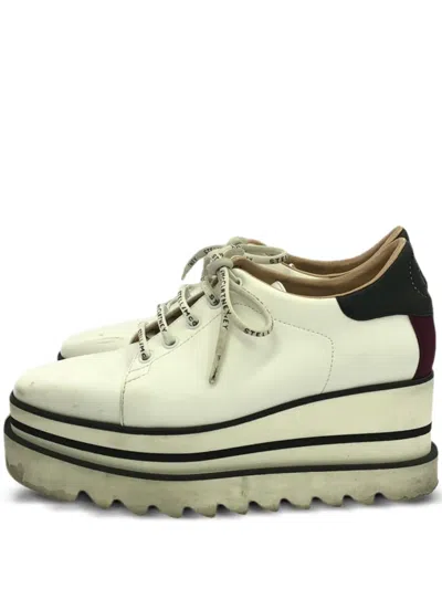 Pre-owned Stella Mccartney 75mm Platform Lace-up Sneakers In White