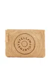 Stella Mccartney Tasseled Embroidered Raffia Clutch In Neutral