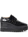 Stella Mccartney Black Limited-edition Elyse Crocodile Platform Derbys In Black