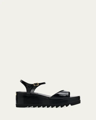 Stella Mccartney 80mm Elyse Patent Platform Sandals In Black