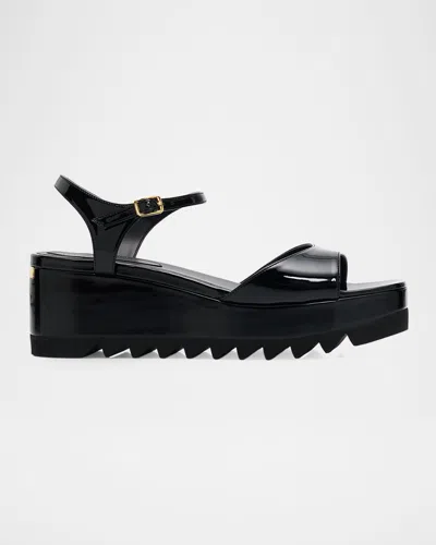 Stella Mccartney Women's Elyse 80mm Faux Patent Leather Platform Sandals In Black