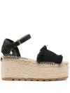Stella Mccartney Gaia Jacquard Webbing And Alter Mat Espadrilles Black