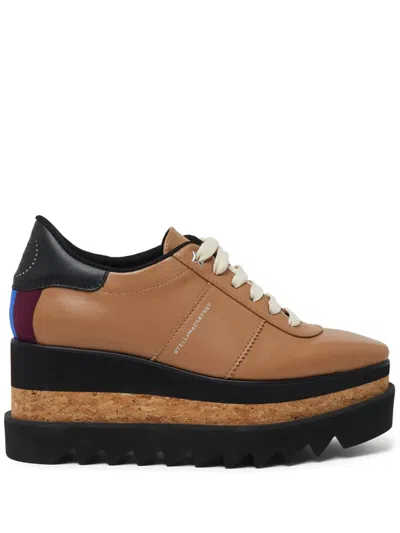Stella Mccartney Wedge Platform Sneakers Heel Detail In Brown