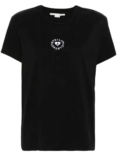Stella Mccartney Heart Logo Print T-shirt In Black