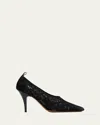 Stella Mccartney Square-toe Lace Stiletto Pumps In Black