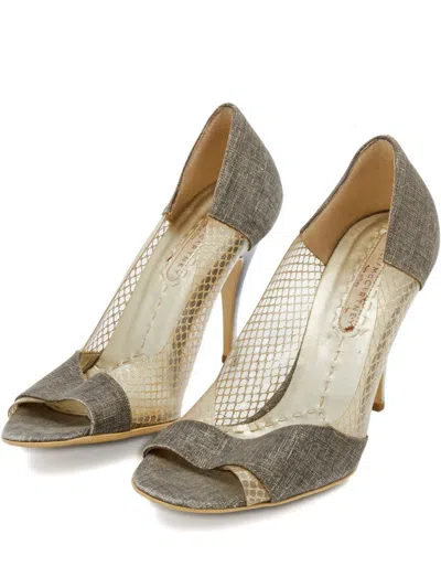 Pre-owned Stella Mccartney 95mm Canvas Heeled Pumps In Green