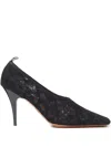 Stella Mccartney Square-toe Lace Stiletto Pumps In Black
