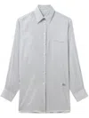 Stella Mccartney Embroidered Silk Oversize Shirt In 蓝色