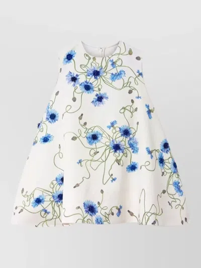 Stella Mccartney A Line Dress Floral Motif Sleeveless In White