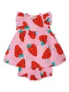 Stella Mccartney Pink Dress For Baby Girl With Strawberries In Pink