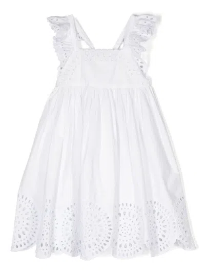 Stella Mccartney Kids' Broderie Anglaise Sleeveless Dress In White