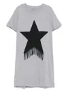 Stella Mccartney Abito T-shirt Con Applicazione Stella E Frange In Grey