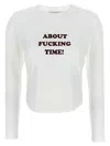 Stella Mccartney "time's Up" Ribbed Texture Graphic Print T-shirt In White