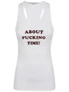 Stella Mccartney Ribbed Sleeveless Tank Top With Text In White Burgundy